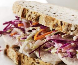 Healthy chicken coleslaw sandwich